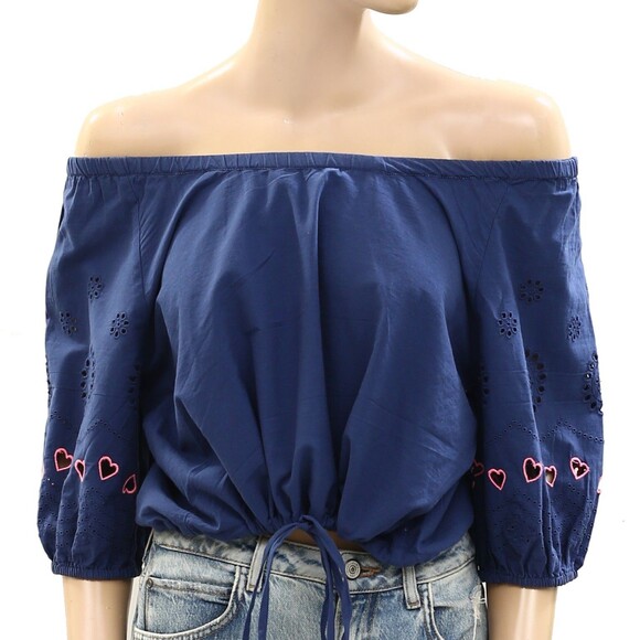 Kerri Rosenthal Lizzie Eyelet Blouse Top Heart Embroidered Cotton XS New 272481 - Picture 5 of 9